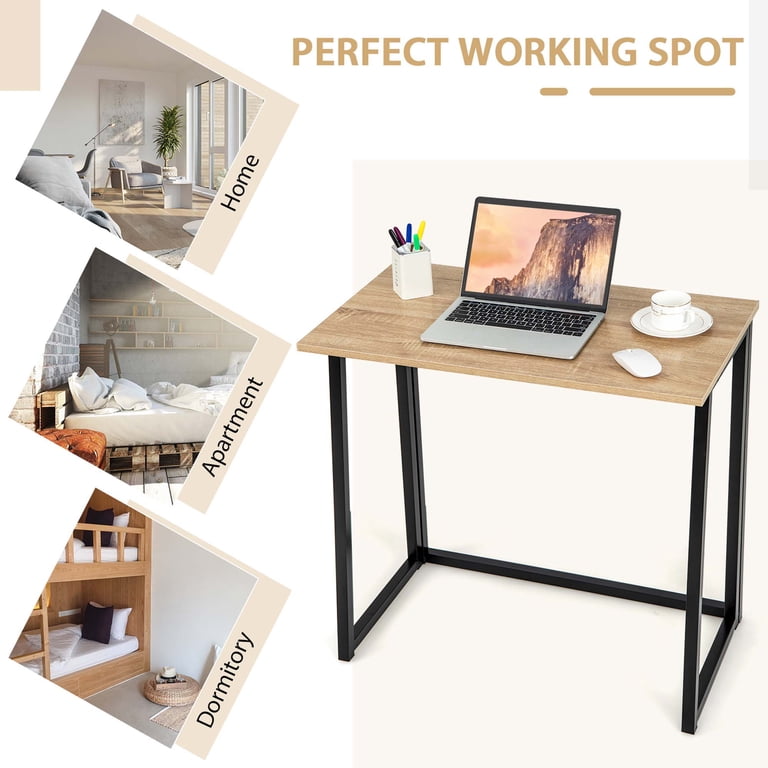 Costway Folding Computer Desk No Assembly Study Writing Table for