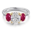 thumbnail image 2 of Gem Stone King 2.76 Cttw IGI Certified Lab Grown Diamond and Red Ruby in 925 Silver and 10K Yellow Gold Engagement Ring for Women | Center Diamond 1.5 Ct | D-E Color | VS1 Clarity | Size 9, 2 of 6