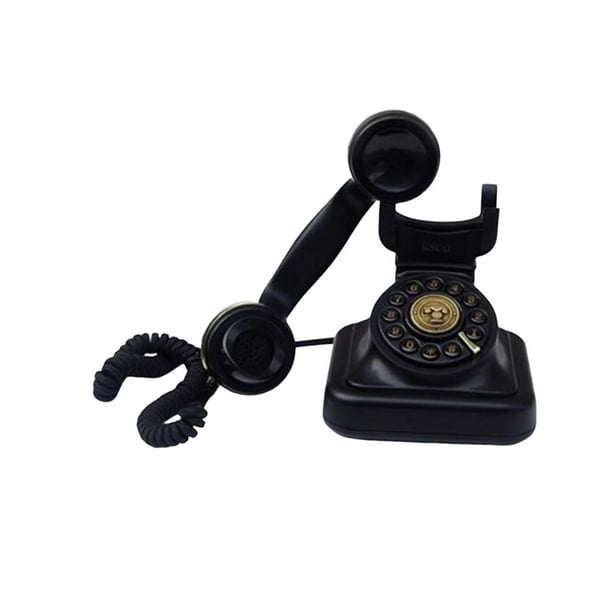 Teléfono retro con cable, novedoso teléfono clásico de escritorio con cable para hotel, cafetería y dormitorio. Negro
