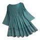 thumbnail image 2 of ICHUANYI Clearance Women Vintage Ruffled Three Quarter Lace V-Neck Plus Size Tops T-Shirt Blouse(Green, M) ICHUANYI WER2023081203394, 2 of 4