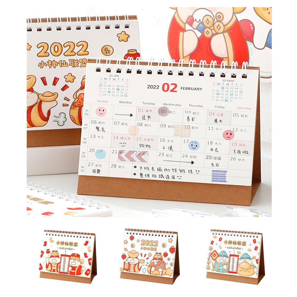 2020 Mini Clear Transparent Desk Calendar with Wooden Stand and Transparent Colored Dots 