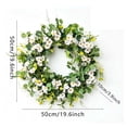 thumbnail image 3 of Corona decorativa con margaritas blancas y hojas verdes, 50 cm de diámetro, decoración para el hogar de interior/exterior, adorno colgante de estilo natural., 3 of 7