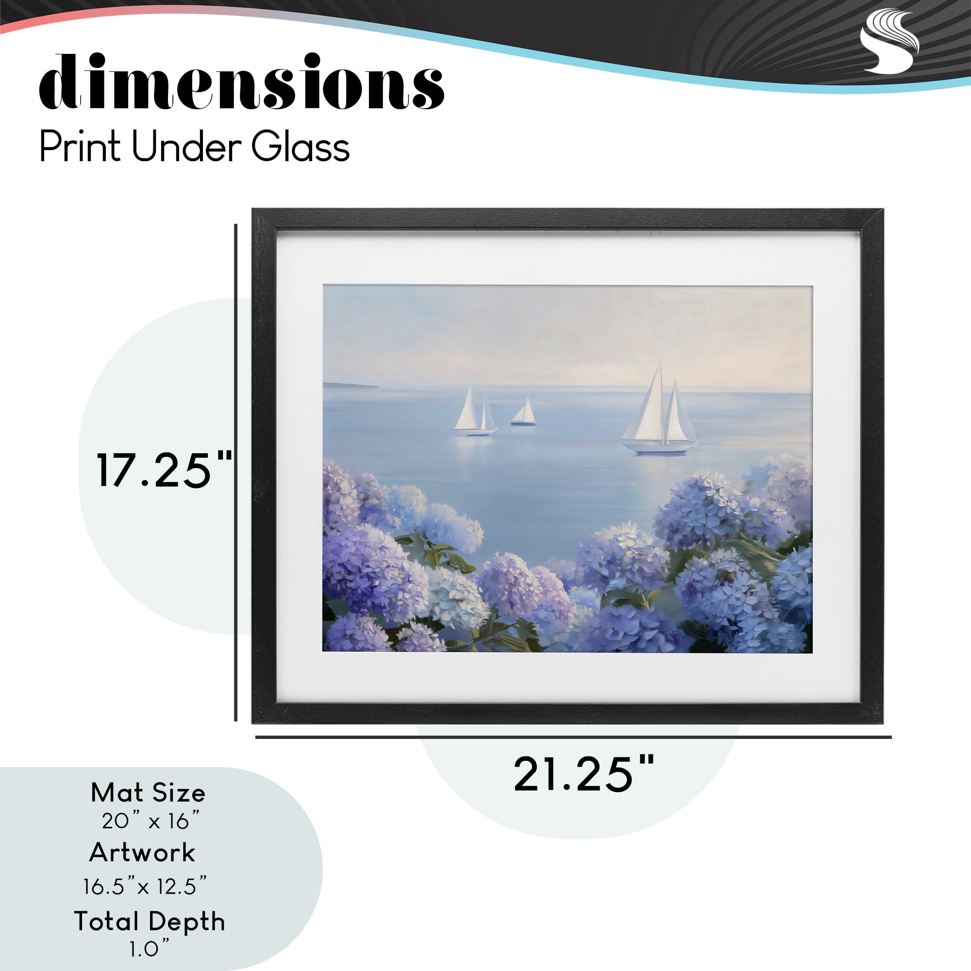 Stupell Industries Sailboats & Hydrangeas at Sea Black Framed Print Under Glass, design by LSR Design Studio