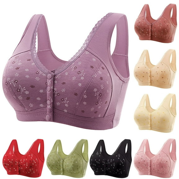 Chroia Women's Large Size Lace Bra - Front Closure, Adjustable Straps, Full Support & Wireless