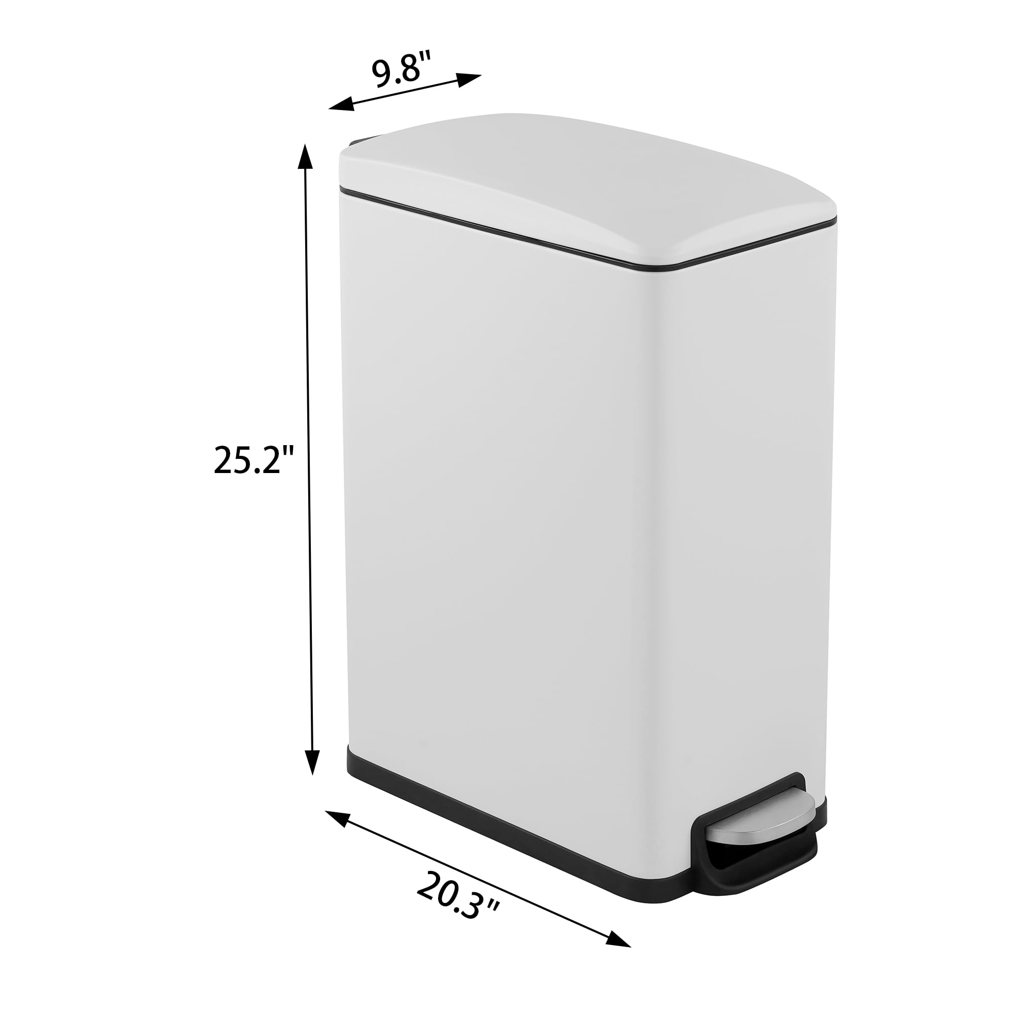 Innovaze 11.9 Gal./ 45 Liter  Slim Stainless-Steel-Made Step-on kitchen Trash Can (Matt White)