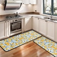 thumbnail image 3 of Kitchen Rugs Sets Of 2,Yellow Lemon Fruit Leaves Blue Pattern Anti Fatigue Kitchen Mat Rugs Non Slip Washable,Decorative Kitchen Floor Mats for Kitchen,Sink,Laundry,17"x47"+17"x47", 3 of 5