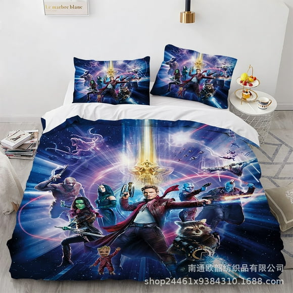 Guardians Of The Galaxy Bedding Quilt Cover, Three-Piece Set, Soft Microfiber, 3D Printed Duvet Cover-Youyoupin
