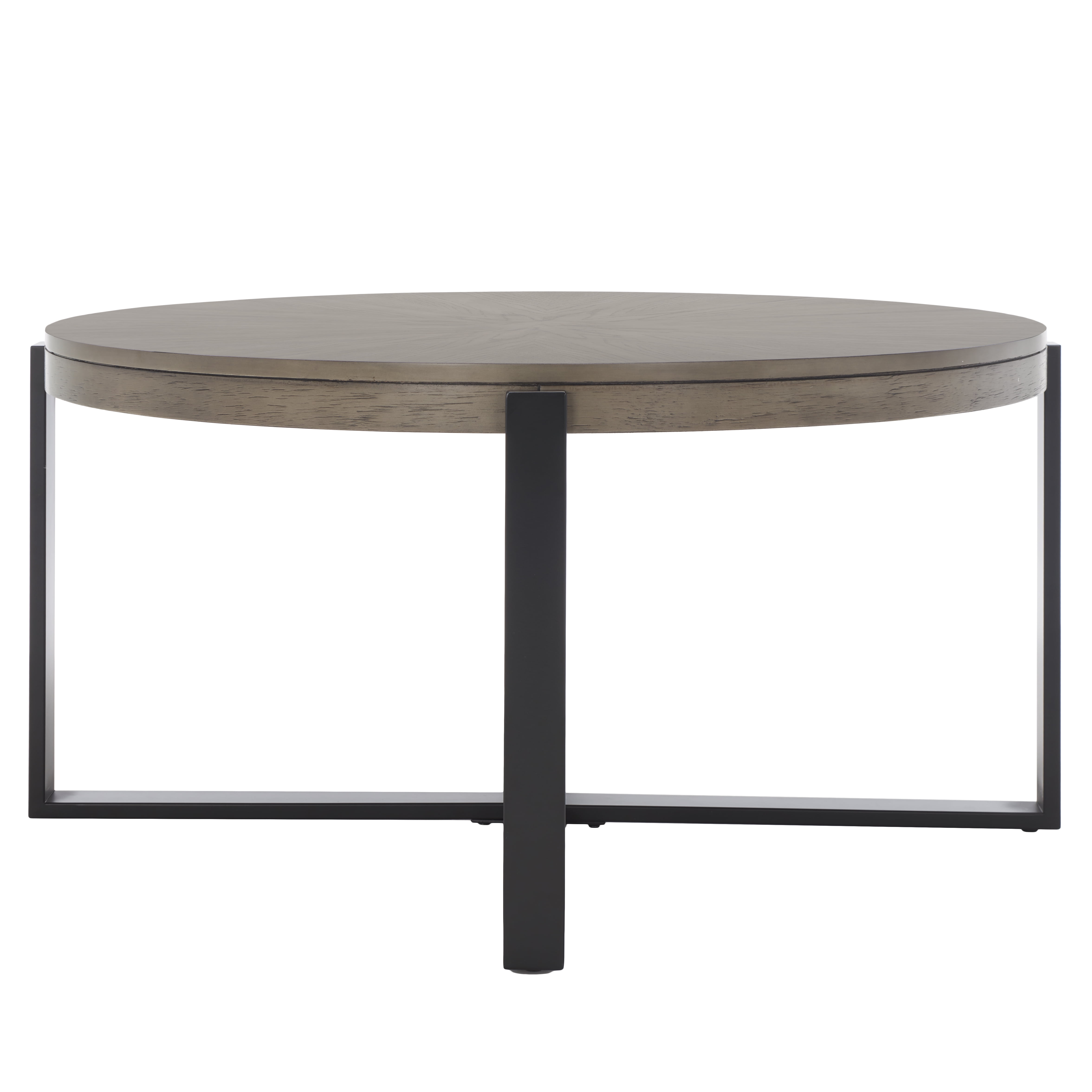 SAFAVIEH Navya Round Coffee Table, Light Grey Top/Black Legs