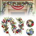 thumbnail image 3 of Patriotic Independence Day Wreath - Red, White & Blue Artificial Garland With Stars, Berries, And Flag Bow For Wall, Table, Memorial Day, Indoor & Outdoor Decor, 3 of 9