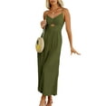 thumbnail image 2 of Txlixc, mono de tirantes finos de verano para mujer, mono de Color sólido con cuello en V y cintura alta, peleles de pierna ancha con bolsillos Txlixc  Estilo de ocio, 2 of 6