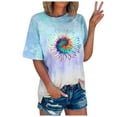 thumbnail image 2 of Honeeladyy Women's New Fashion Colorful Flowers Short-Sleeved Top Printed T-shirt t-shirts womens, 2 of 5