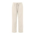 thumbnail image 4 of MNCEKFOD Womens Jeans Lightweight Wide Leg Flowy Culottes Elastic Drawstring High Waisted Baggy Relaxed Fit Comfortable Trousers Beige L, 4 of 5