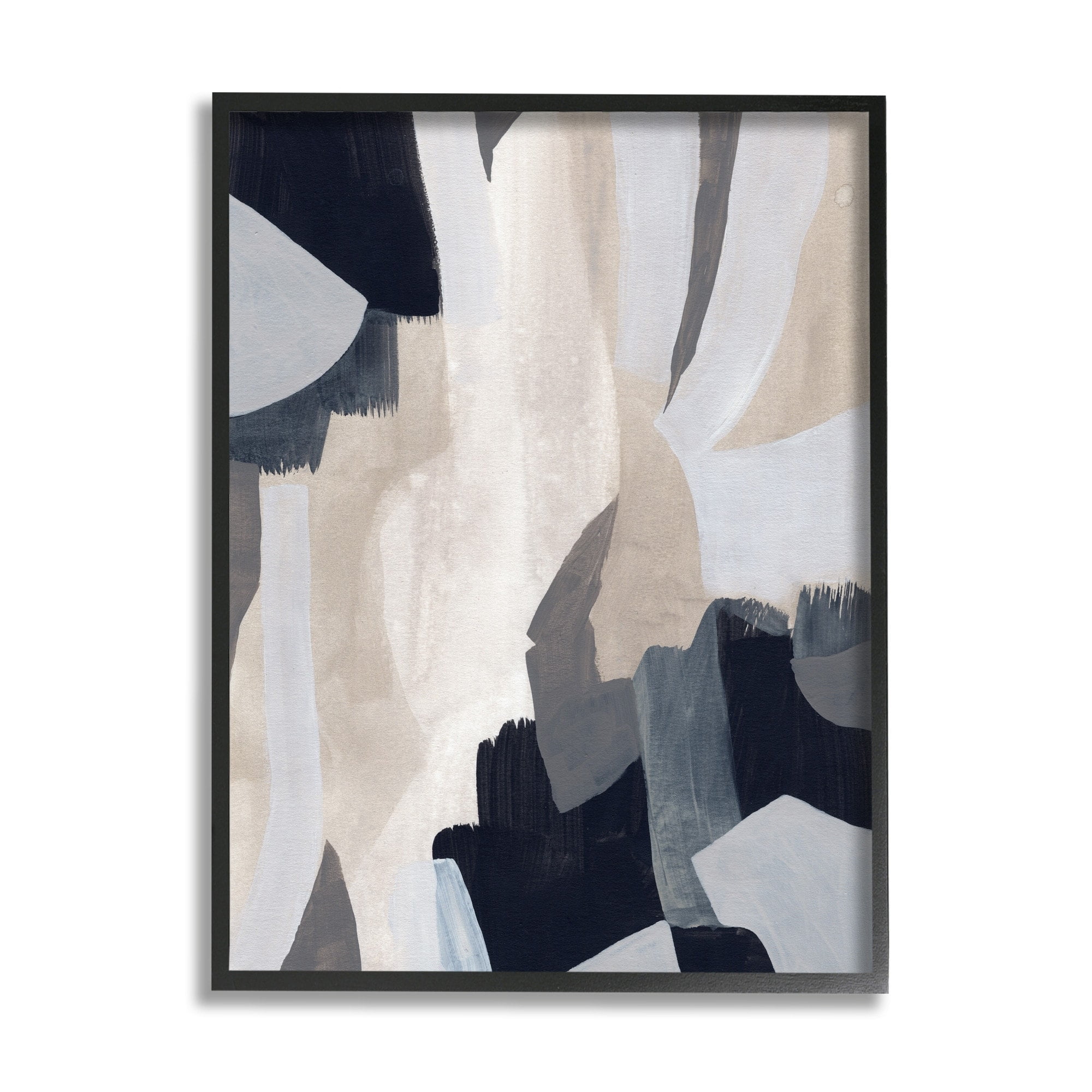 Stupell Industries Layered Organic Abstract Shapes Blue Beige Grey Framed, 11 x 14, Design by June Erica Vess
