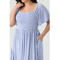 thumbnail image 6 of CASSIE LIZ Plus Size Womens Dresses 2X Square Neck Plaid Maxi Dress Curvy Silhouette with Pockets Summer Spring Party Beach Holiday Dress 2XL 18W 20W, 6 of 10