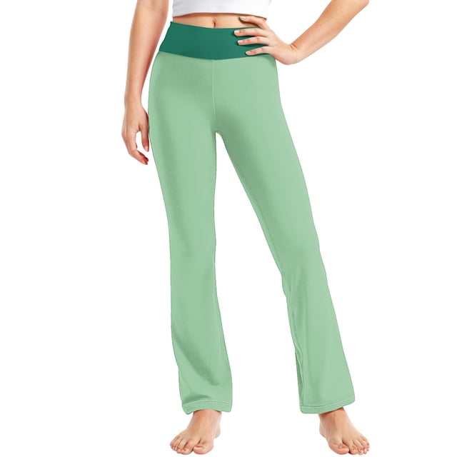 Odeerbi 2-13 Años Niñas Pierna Ancha Pantalones Yoga Entrenamiento Danza Deportes Pantalones Elasticidad Lindo Alto Cintura Pantalones de Pierna Recta