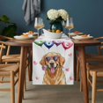 thumbnail image 2 of Valentine's Day Table Runner - 36 Inch Long, Kitchen Dining Table Runner Dresser Scarves, Cute Dog Love Balloon Rose Romantic Farmhouse Decor for Coffee Tables Wedding Party Banquet, 2 of 8