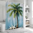 thumbnail image 5 of Coastal Beach Tree Shower Curtain Set - 48" x 72" Washable Bathtub Curtain with 12 Hooks, Ocean Tropical Palm Starfish Blue Green Waterproof Fabric Stall Shower Curtains for Bathroom/Bathtub Décor, 5 of 6