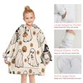 thumbnail image 6 of Costumed Ghost Halloween Pattern Blanket Hoodies for Kids 6-13YR Oversize Wearable Blanket Hoodies for Boys Girls Teens, 6 of 7