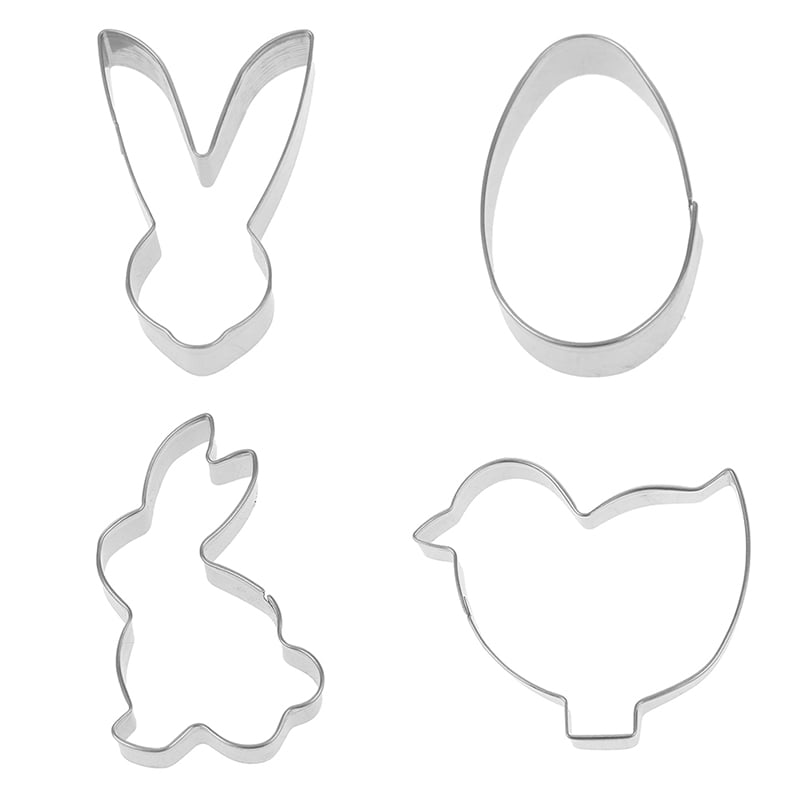 Plastic Baking Mold 4pcs 3D Stencil Easter Rabbit Kitchen Biscuit Cookie Cutter 