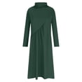 thumbnail image 3 of Kcodviy Womens Long Sleeve Turtleneck Summer Dress Casual Dresses Fall Winter Ladies Dress Summer Loose Pleated Solid Color Summer Work Dresses Swing Midi Dress with A Line Summer Dress Pockets, 3 of 4