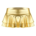 thumbnail image 4 of Sxiwei Women's Shiny Metallic Skirt High Waist Layered Pleated Ruffled Mini Skirt Rave Party Clubwear Metallic Gold M, 4 of 7