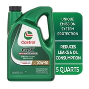Castrol GTX High Mileage 20W-50 Synthetic Blend Motor Oil, 5 Quarts