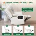 thumbnail image 5 of LAZZO Recliner Chair with Adjustable Armrest and Headrest, Upholstered Swivel Rocking Chair for Nursery & Living Room, Beige, 5 of 10