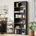 thumbnail image 3 of 6 Tier Bookcase,63 Inch Tall Bookshelf Storage Wall Shelf Organizer Display StandBook Shelf, Corner Storage Organizer, Black, 3 of 8
