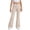 Beige, variant on Fancifize Teens Girls Flare Leg Chino Pants, School Uniform Bell Bottom Dress Pants, Casual Loose Trousers with Pockets