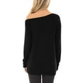 thumbnail image 6 of SWQZVT Women Cold Shoulder T-Shirts Long Sleeve Twist Knot Top Casual Spring Tunic Tops Black Blouse S-2XL, 6 of 6