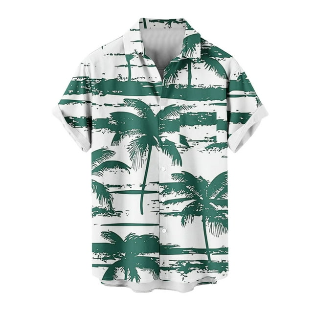 Mens Casual Manga Corta Botón Abajo Camisas Impresas Bolsillo Botón Turndown Cuello Top Blusa Camisa
