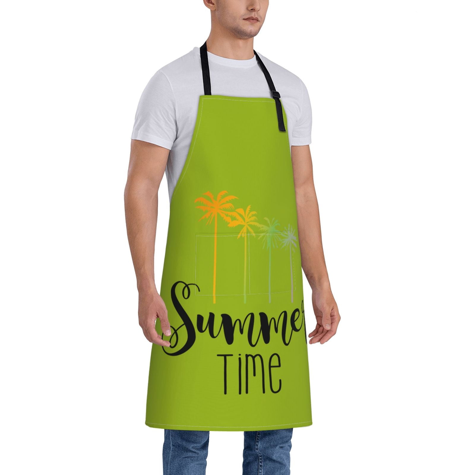 Kdxio Summer Time Apron with Pockets Adjustable Kitchen Aprons for Men Women Waterproof Aprons for Cooking,Drawing,Crafting, Baking Household Cleaning