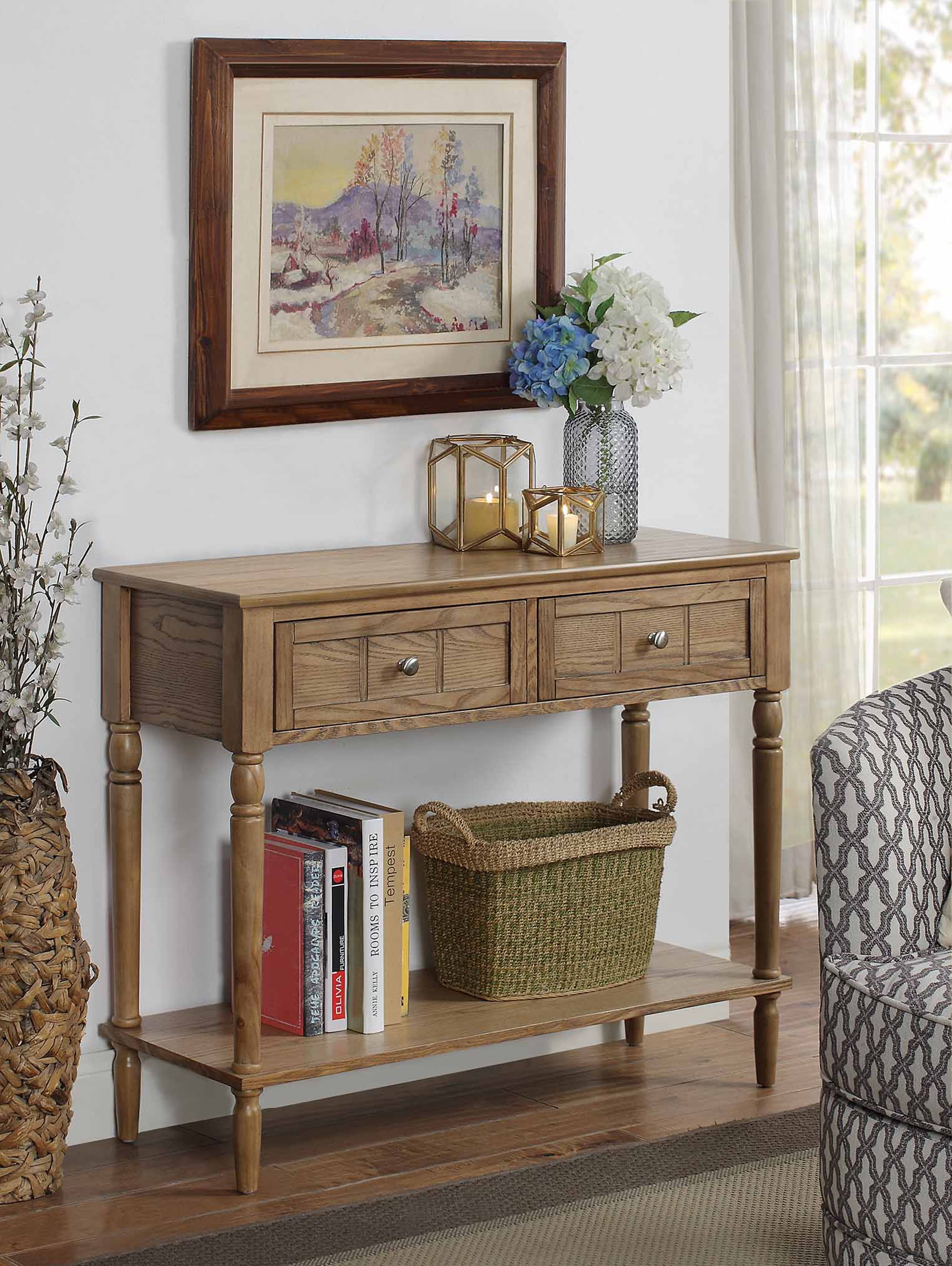 Black Convenience Concepts French Country 2-Drawer Hall Table 