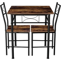 CQAOE 3-Piece Kitchen Dining Set for Small Spaces, Square Table with 2 Chairs, Compact Iron and Wood Dining Room Table Set for Apartment, Breakfast Nook, Small Kitchen