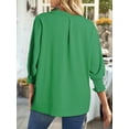 thumbnail image 5 of Women Blouses Dressy Casual V Neck 3/4 Length Sleeve Womens Tops with Smocked Cuffs Green L, 5 of 7