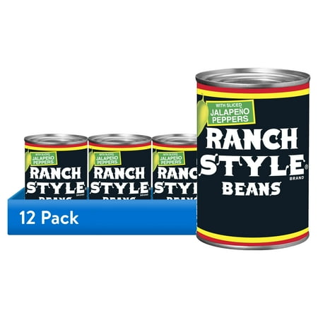 (12 pack) Ranch Style Beans With Sliced Jalapeno Peppers, Canned Beans, 15 oz.