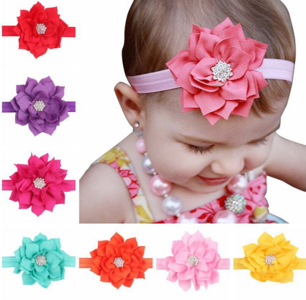 Girls Baby Infant Kids Cotton Flower Soft Elastic Headband Hair wear head band 