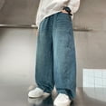 thumbnail image 5 of lnmuld Boys Jeans Stylish and Comfortable Wide Leg Trousers for Boys Fall Fashion Loose Fit Long Pants Big Kids Teenagers Casual Wear Size：9-10 Years, 5 of 7