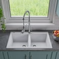 thumbnail image 2 of ALFI brand AB3420DI-W White 34" Drop-In Double Bowl Granite Composite Kitchen Sink, 2 of 11
