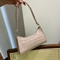 thumbnail image 6 of FunnyBeans Classic Female Shoulder Bag Crocodile Effect Faux Leather (Beige), 6 of 9