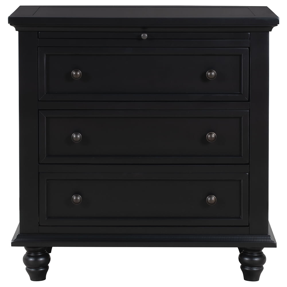 Lowestbest 3 Drawer Storage Wooden Cabinet, Living Room Side Table End Table with Pull-Out Tray, Black Lowestbest 3 Drawer Storage Wooden Cabinet, Living Room Side Table End Table with Pull-Out Tray, Black