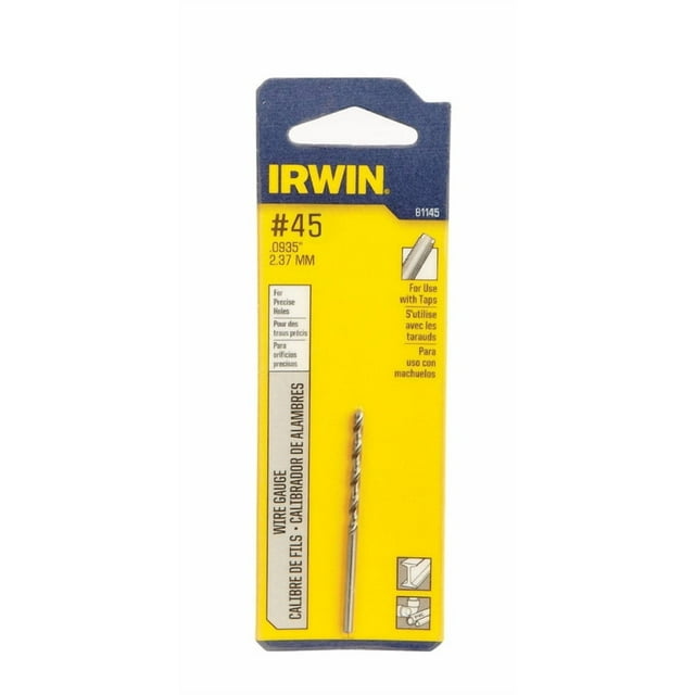 Broca Irwin #45 de acero de alta velocidad, 2,8 cm de longitud Jobber