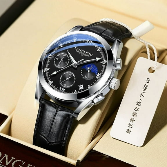 New Fashion Mens Watches POEDAGAR Leather/Stainless Steel Waterproof Luminous Sport Chronograph Quartz Men Wrist Watch