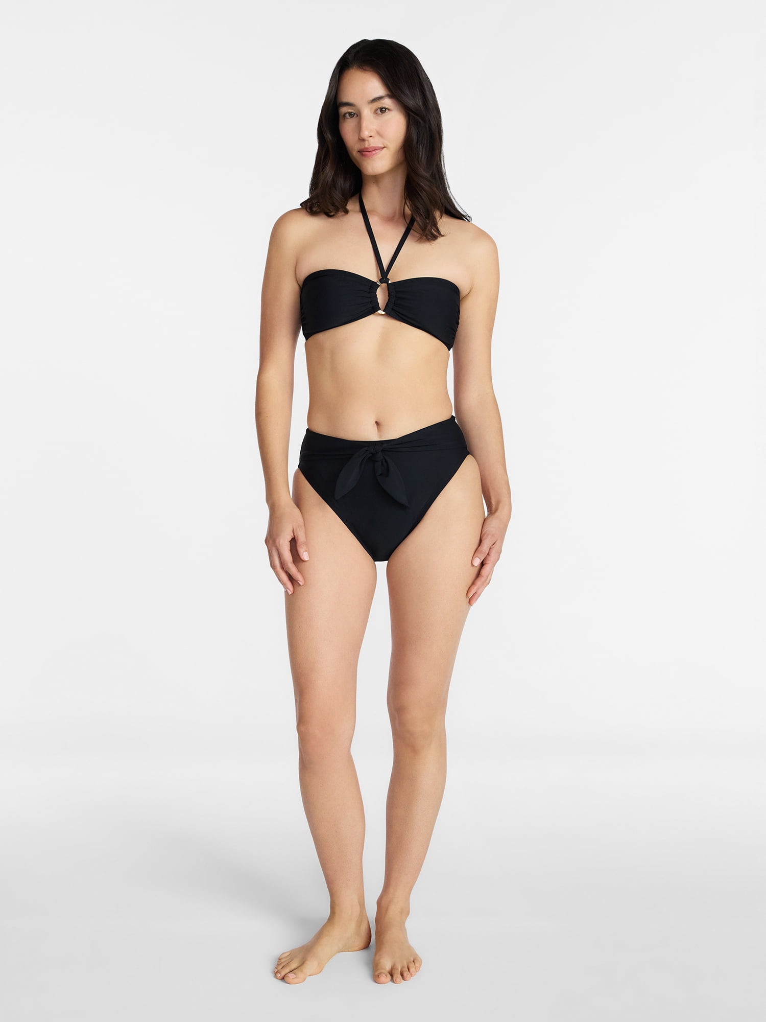 Time and Tru Women's O Ring Halter Bandeau Bikini Top, Sizes XS-3X