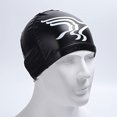 thumbnail image 3 of Wekity ym Swimming Cap, PU Waterproof Swimming Cap Swimming Hat Sports Elastic Swimming Sun Protection Hat Ear Cover Swimming Head Accessory (Color : Black), 3 of 4