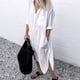 thumbnail image 5 of 2024 Summer Fashion Beach Style Long Dress Plus Size Solid Ladies Shirt Dress Female Clothing Short Sleeved Loose Long Dress, 5 of 5