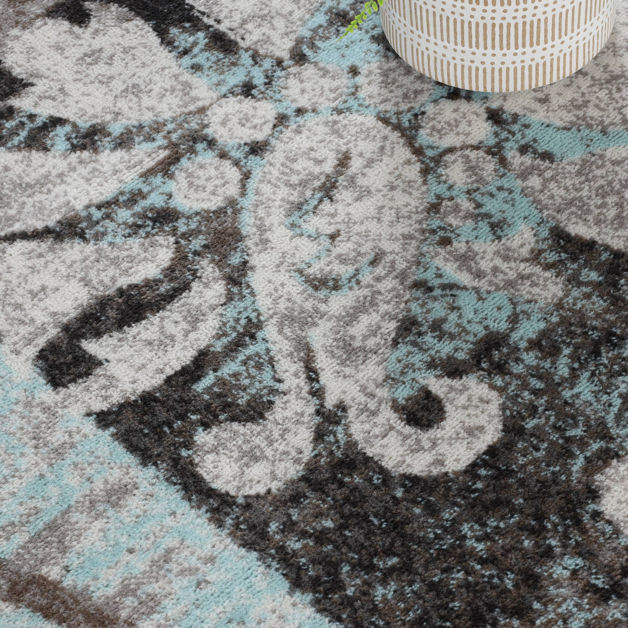 Superior Pastiche Floral Indoor Area Rug, 3' x 5', Brown-Turquoise