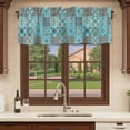 thumbnail image 6 of 2 Pack Valances for Window, Retro Middle Century Short Curtains for Kitchen Bedroom Living Room, Rustic Bohemia Style Aztec Blue Rod Pocket Small Window Treatment Valance Drapes 60 x 18 Inch, 6 of 8