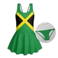 thumbnail image 5 of Xixirimido Patriotic Jamaican Flag Print Girls Swimsuit One Piece UPF 50+ Skirted Bathing Suit Modest Beach Swim Dress with Built-in Shorts for Kids, 5-6 Years, 5 of 7