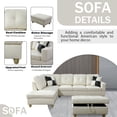 thumbnail image 5 of DOMETOUR Faux Leather Sofa Set For Living Room, Sectional Couches L Shaped Couch Living Room Furniture, Modular Sectional Sofa Set with Storage Ottoman for Apartment, 3-Piece Sofa White, 5 of 7